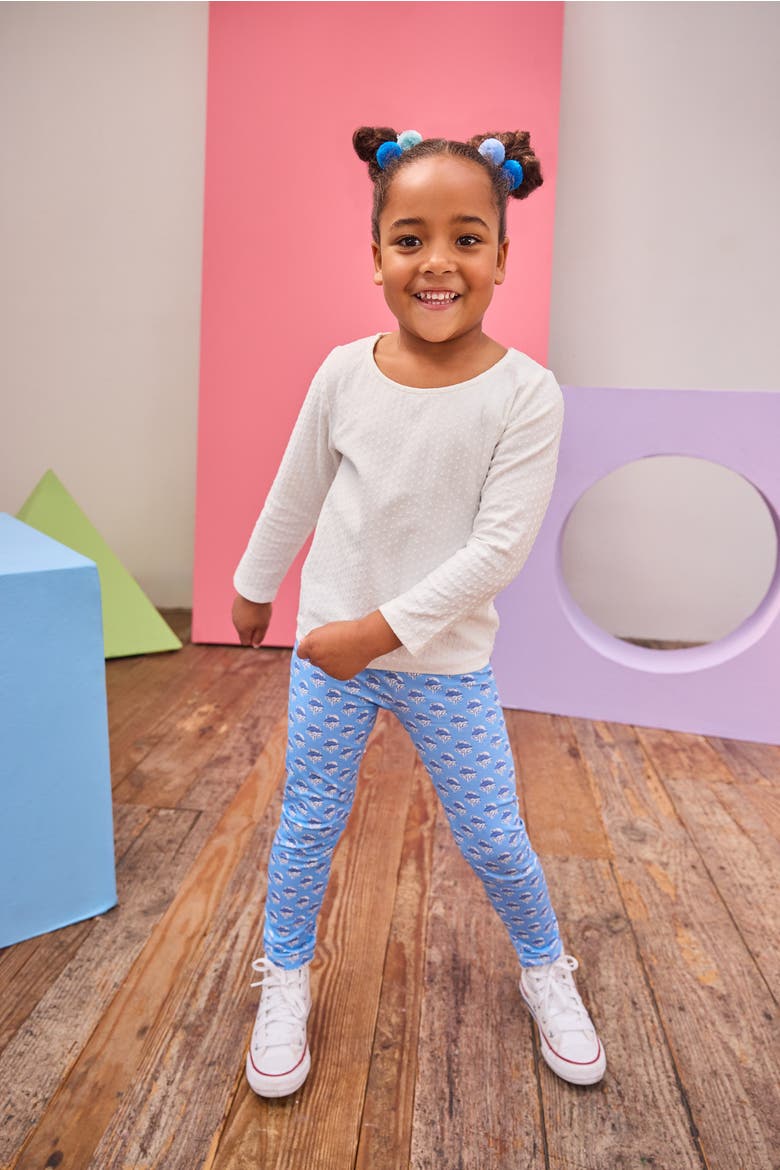 Kids' Knit Patterned Legging, Alternate, color, Cornflower Block Print