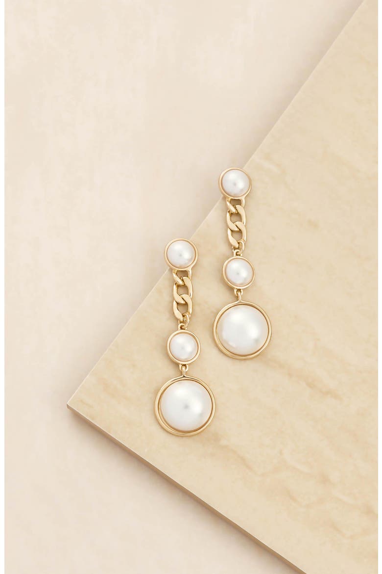 Imitation Pearl Drop Earrings, Alternate, color, GOLD