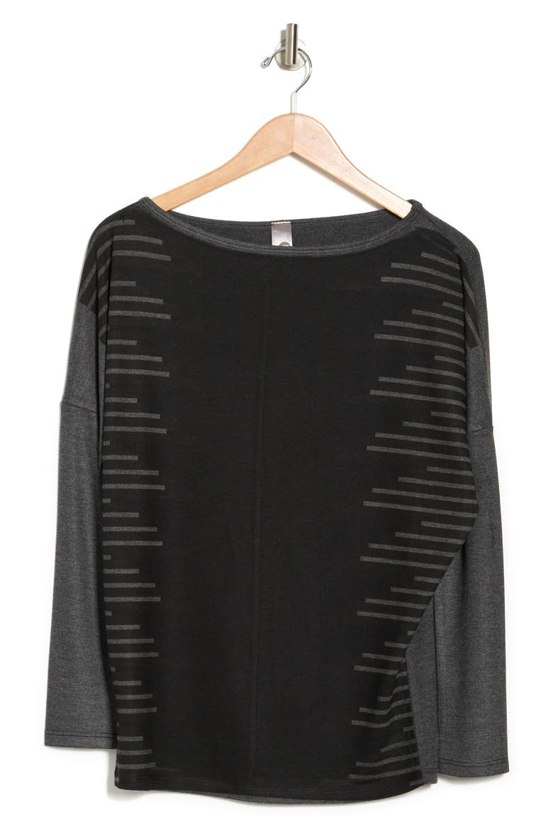 Printed Boatneck Sweater, Alternate, color, BLACK DYE 1