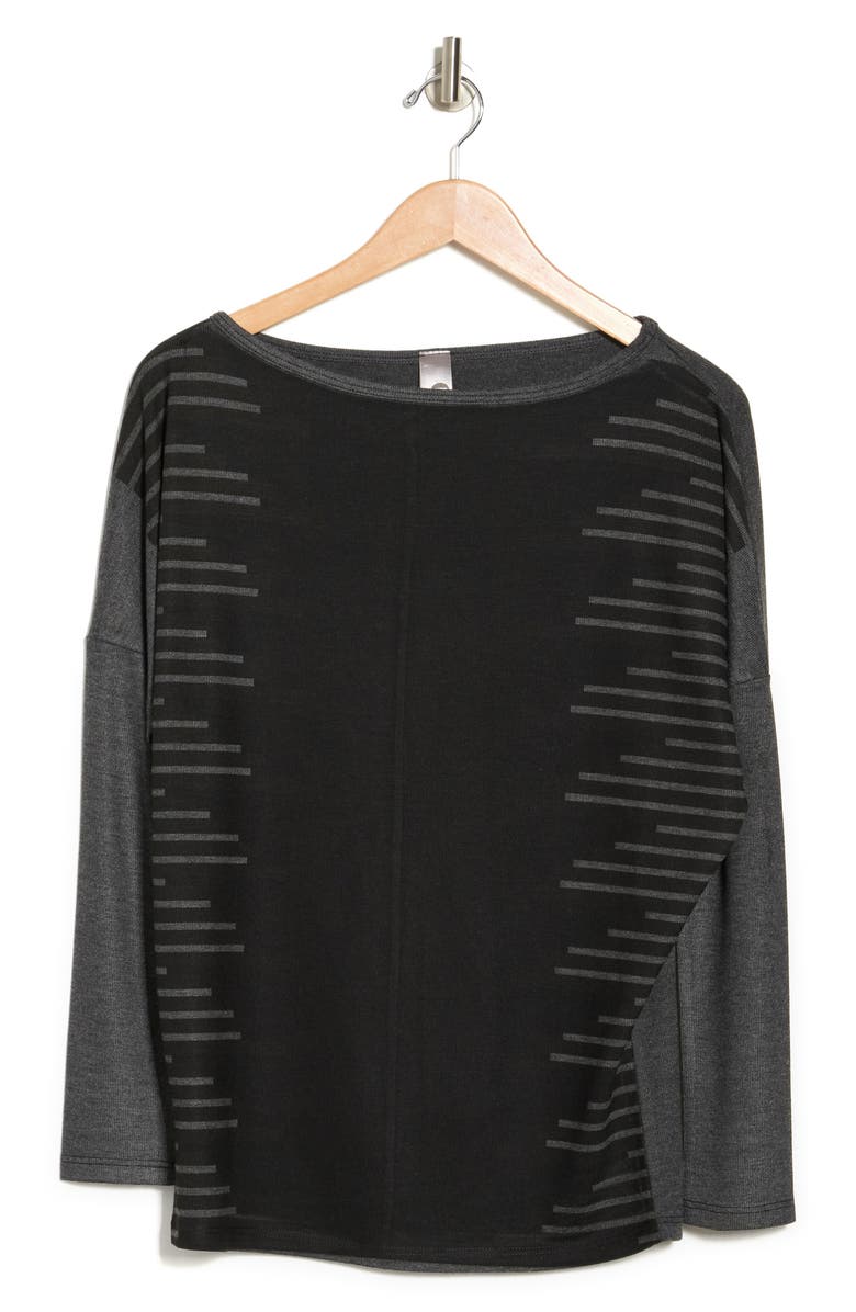 GO COUTURE Printed Boatneck Sweater, Alternate, color, Black Dye 1