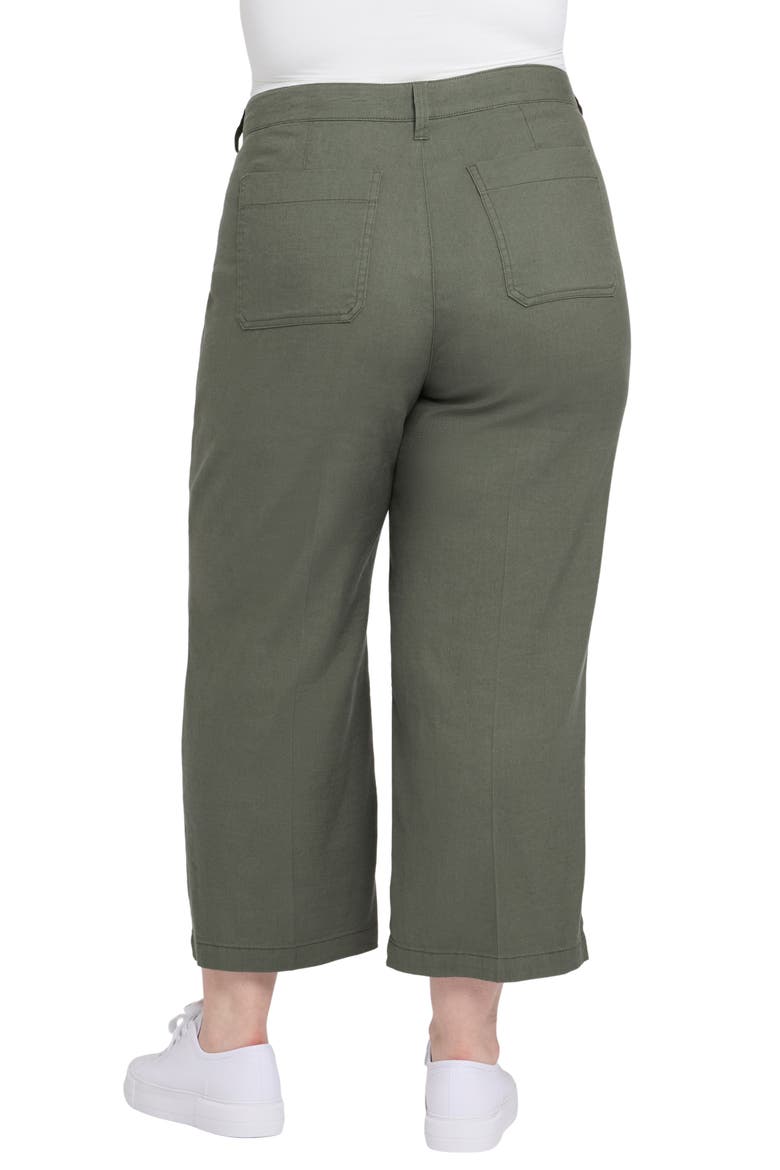 Utility Wide Leg Capri Linen Blend Pants, Alternate, color, DESERT GREEN