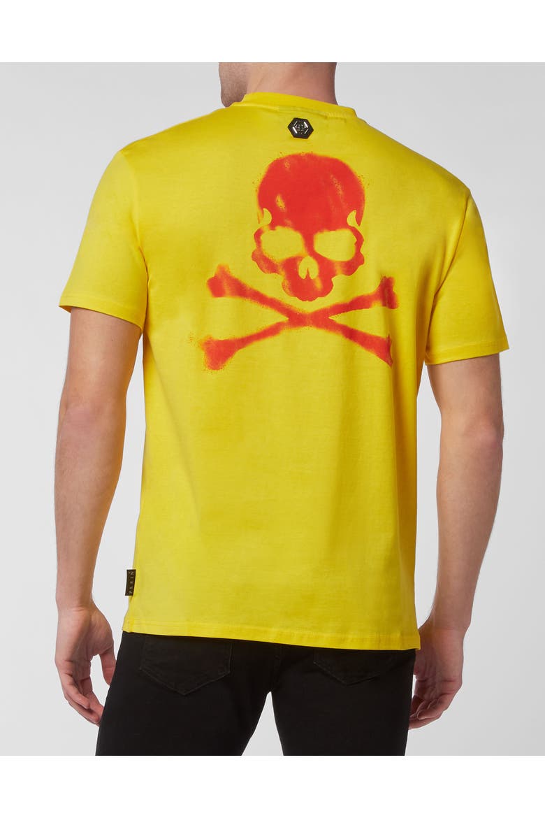T-Shirt Round Neck Skull Logo Men, Alternate, color, yellow