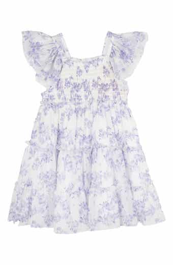 Rare Editions Lilac Toile Power Mesh Tiered Dress