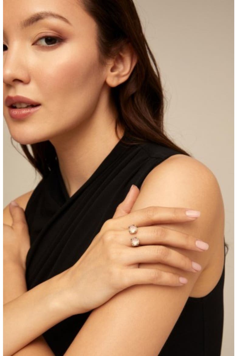 Twin Pink Crystal Ring, Alternate, color, Gold