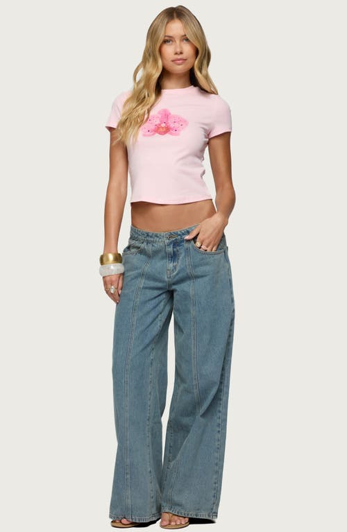Edikted Orchid Gemstone Crop T-shirt In Pink