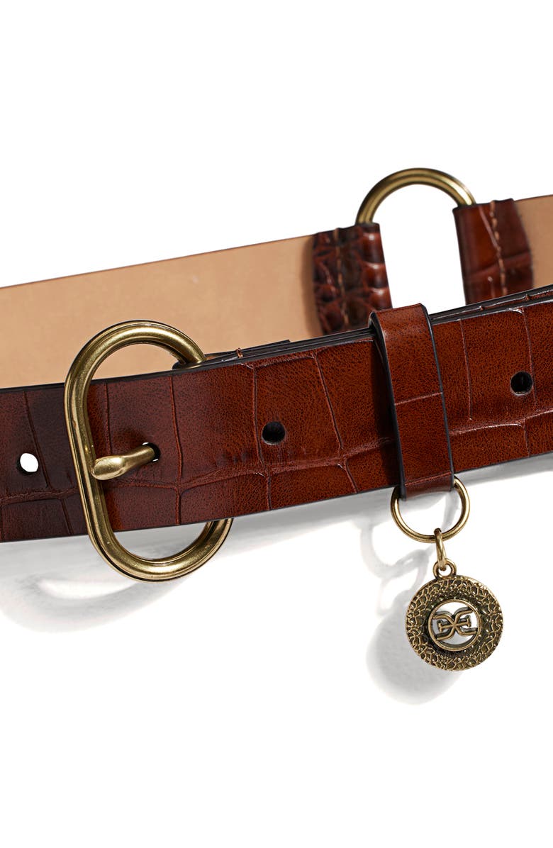 Sam Edelman Croc Embossed Link Belt, Alternate, color, Brown