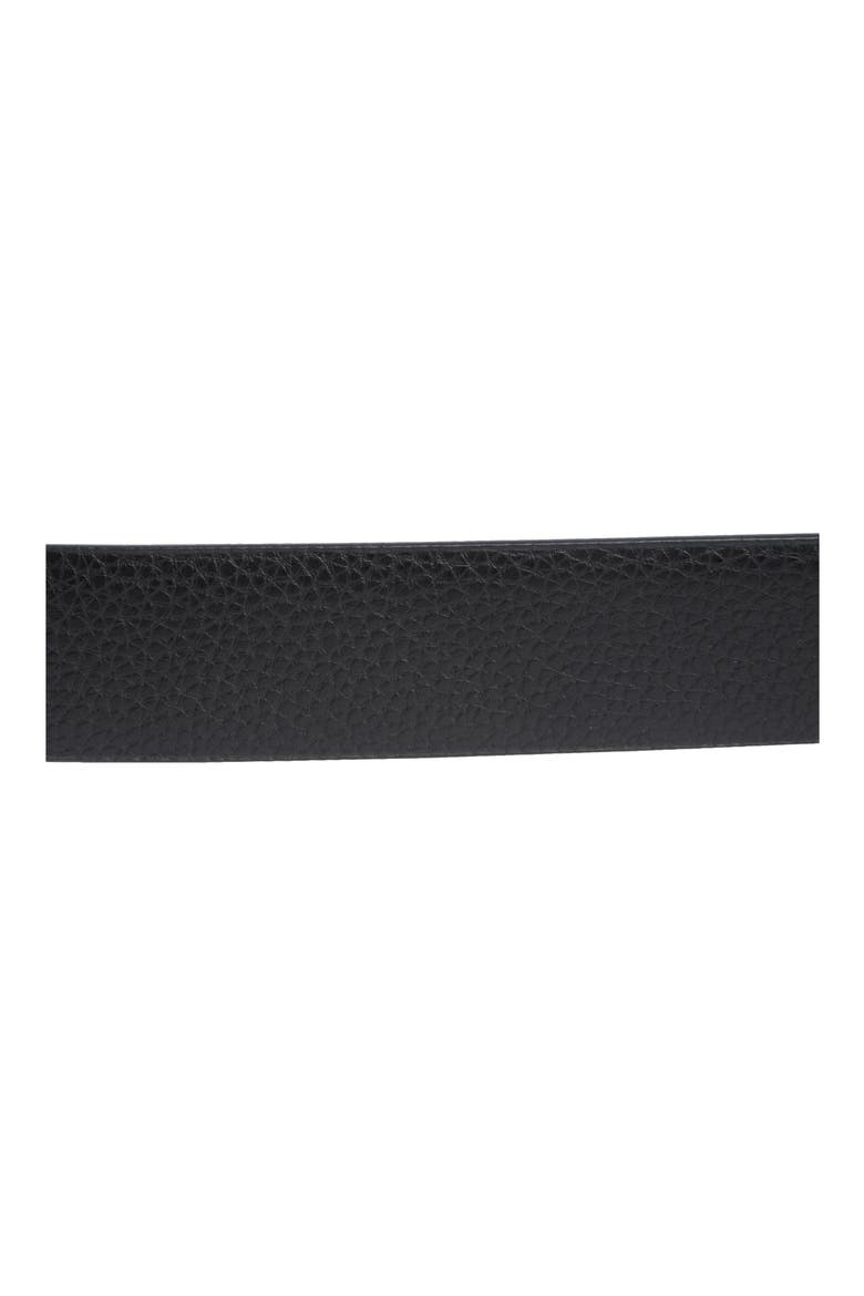 Smooth Leather MK Logo Buckle Belt, Alternate, color, BLACK/LUGGAGE