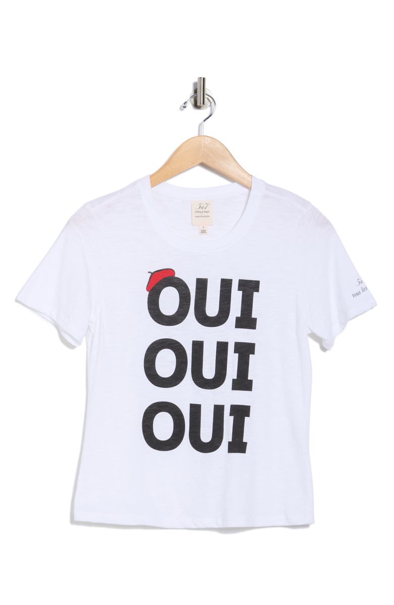 Cinq à Sept Oui Oui Oui Shrunken Graphic T-Shirt, Alternate, color, White/ Black