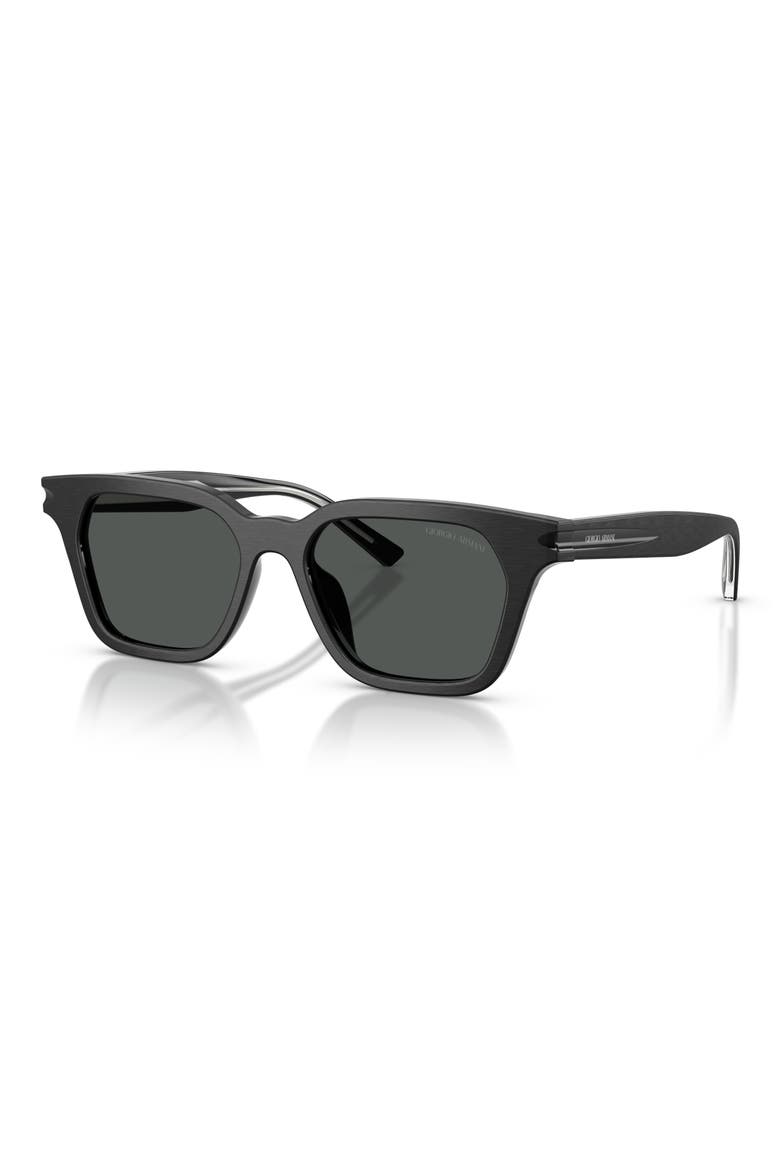 52mm Square Sunglasses, Alternate, color, BRUSHED BLACK / DARK GREY