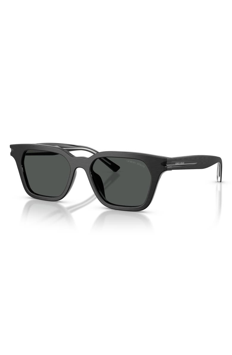 ARMANI 52mm Square Sunglasses, Alternate, color, Brushed Black / Dark Grey