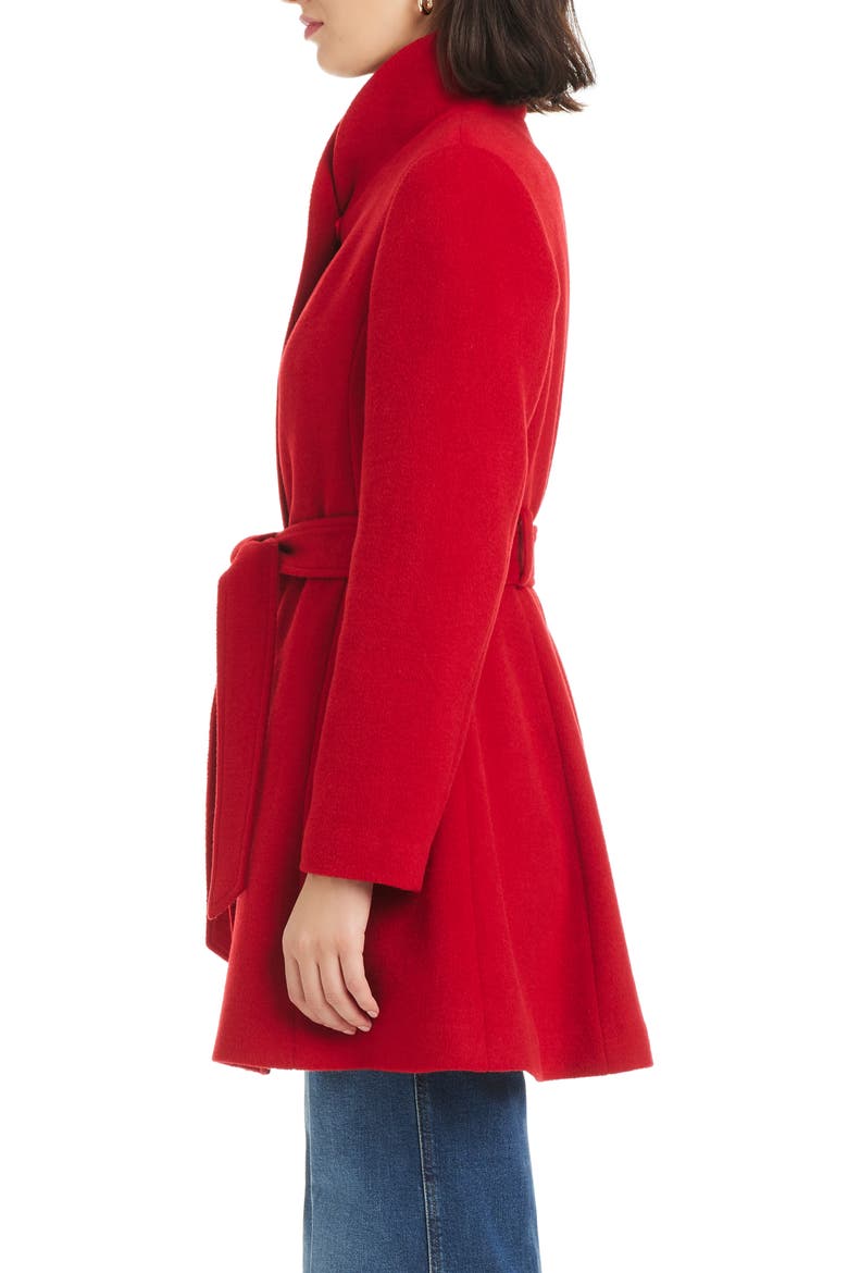 high neck belted coat, Alternate, color, CLASSIC RED