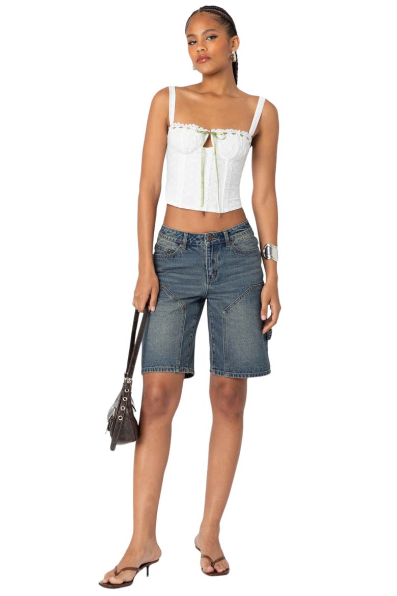 Garden Girl Eyelet Lace Corset Top, Alternate, color, WHITE