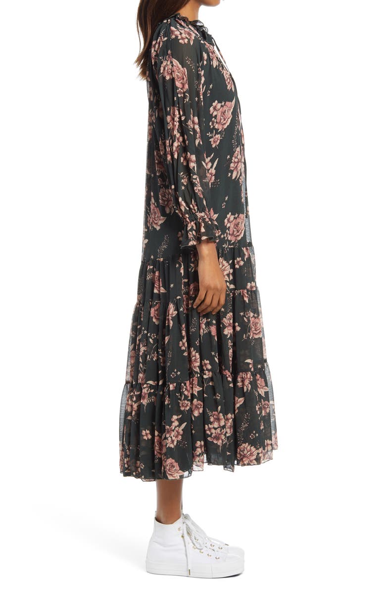 Free People Feeling Groovy Long Sleeve Midi Dress, Alternate, color, 