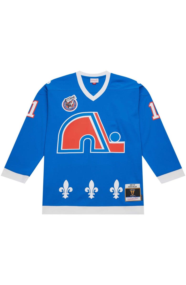 Mitchell & Ness Men's Mitchell & Ness Owen Nolan Blue Quebec Nordiques  1992/93 Blue Line Player Jersey, Alternate, color, 