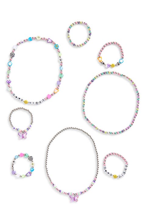 Kids' Assorted 8-Pack Good Vibes Stretch Bracelet & Necklace Set