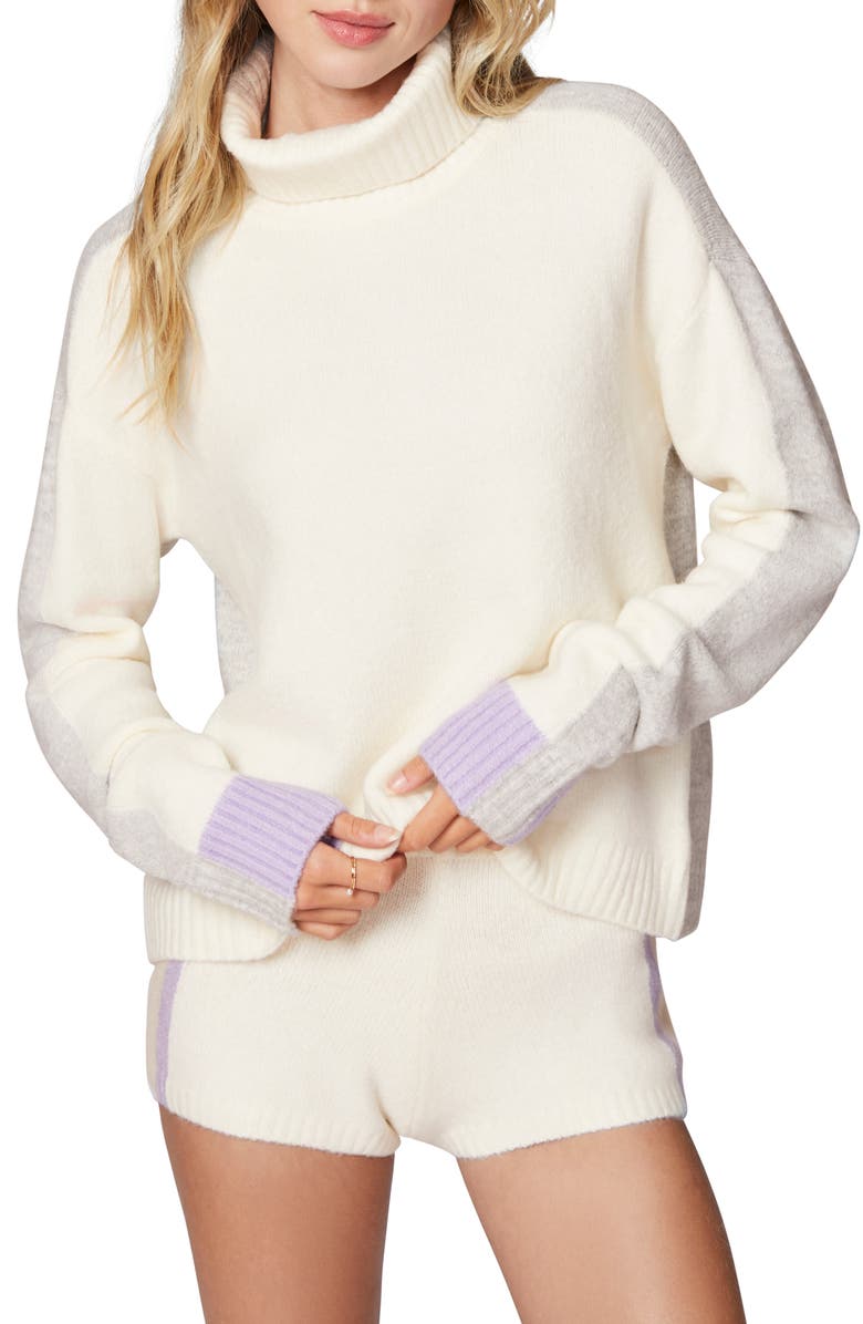 Florence by Mills Colorblock Tipped Turtleneck Sweater, Main, color, Jet Stream