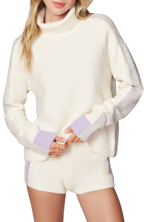 Colorblock Tipped Turtleneck Sweater