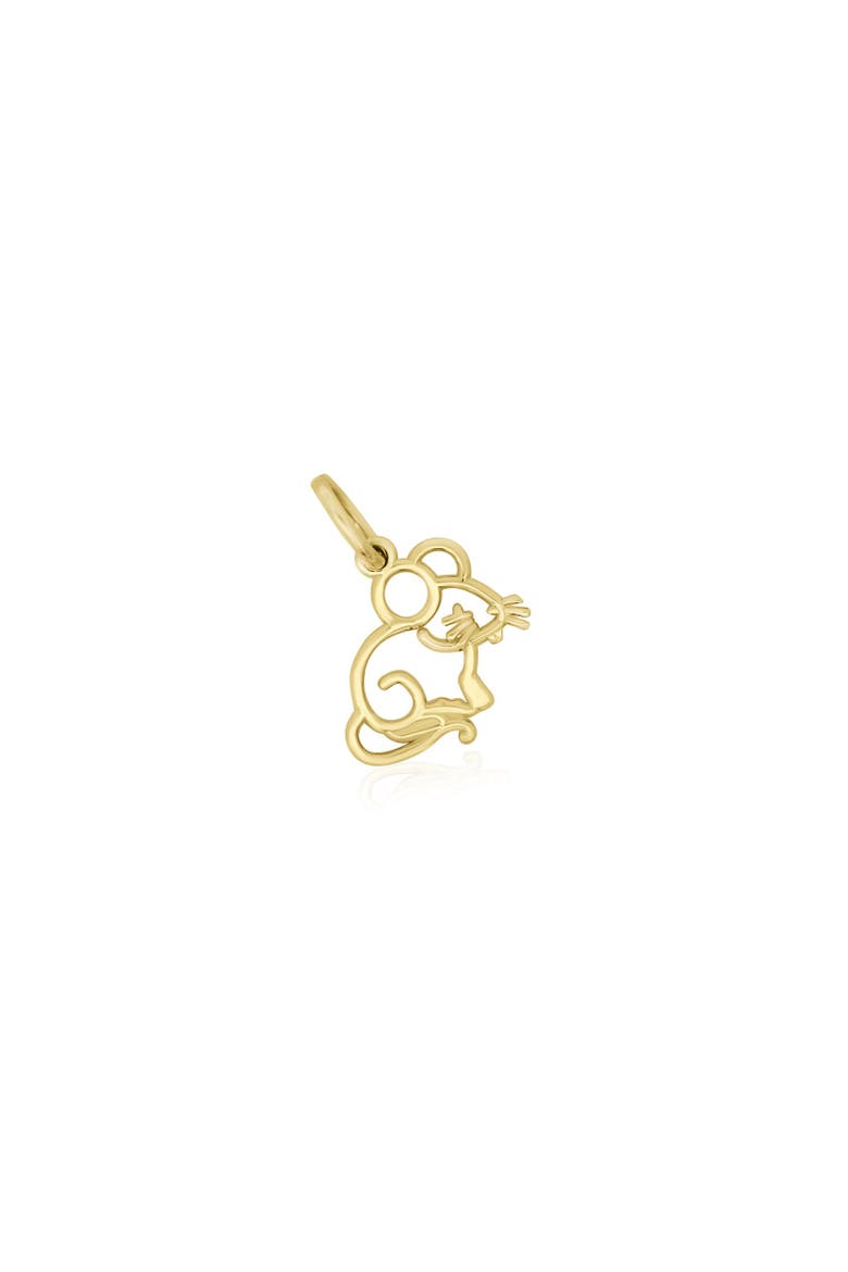 Mini Gold Mouse Charm, Main, color, Yellow Gold