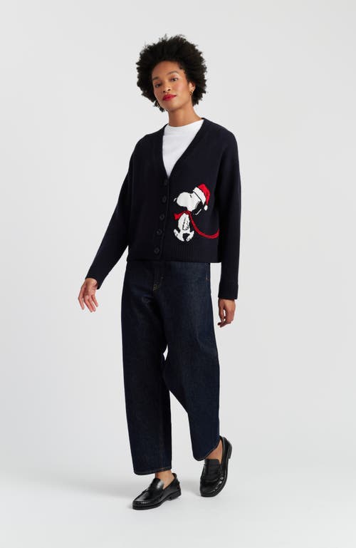 Chinti & Parker Wool-cashmere Holiday Snoopy Cardigan In Black