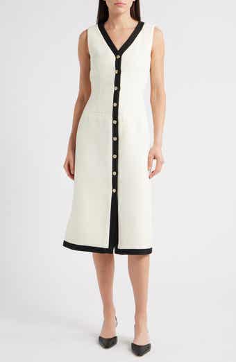 ZOE AND CLAIRE Contrast Trim Sleeveless Tweed Dress