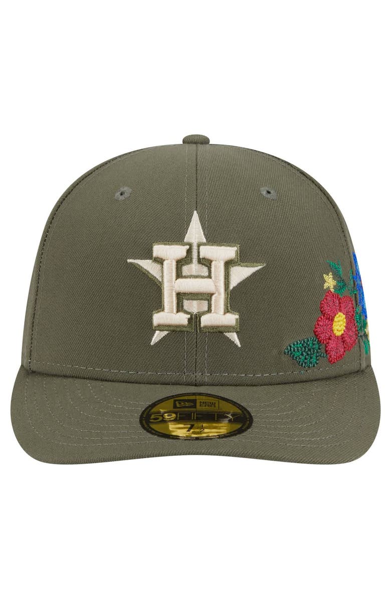 New Era Men's New Era Olive Houston Astros Tonal Florals 59FIFTY Fitted Hat, Alternate, color, 