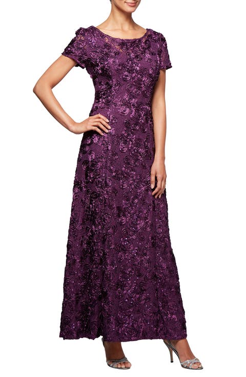 Alex Evenings Embellished Lace A-Line Evening Gown