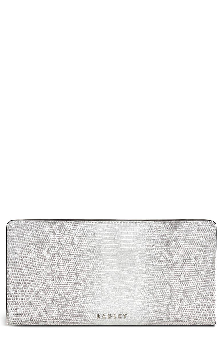 Radley Large Coin Street Lizard Embossed Leather Wallet, Main, color, Bright White