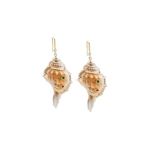 Natural Conch Shell Colored Stone Earring