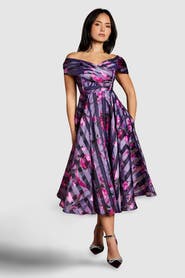 Coast Petite Stripe Organza Midi Dress