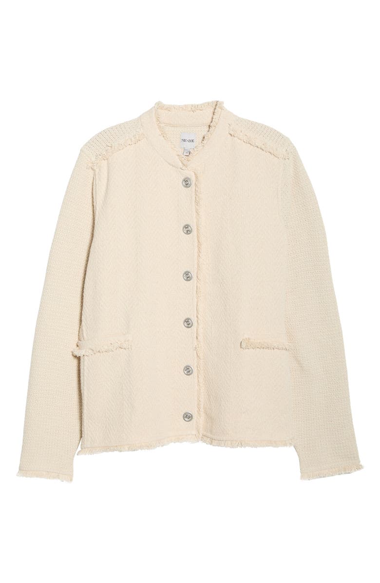 NIC+ZOE Fringe Mixed Knit Military Jacket, Alternate, color, Neutral Mix