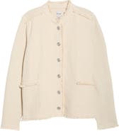 NIC+ZOE Fringe Mixed Knit Military Jacket