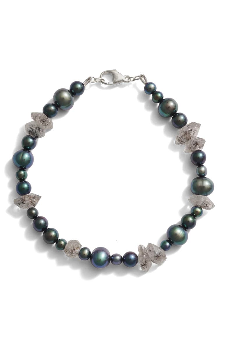 Spellbound Sterling Silver Pearl & Quartz Bracelet, Main, color, SILVER