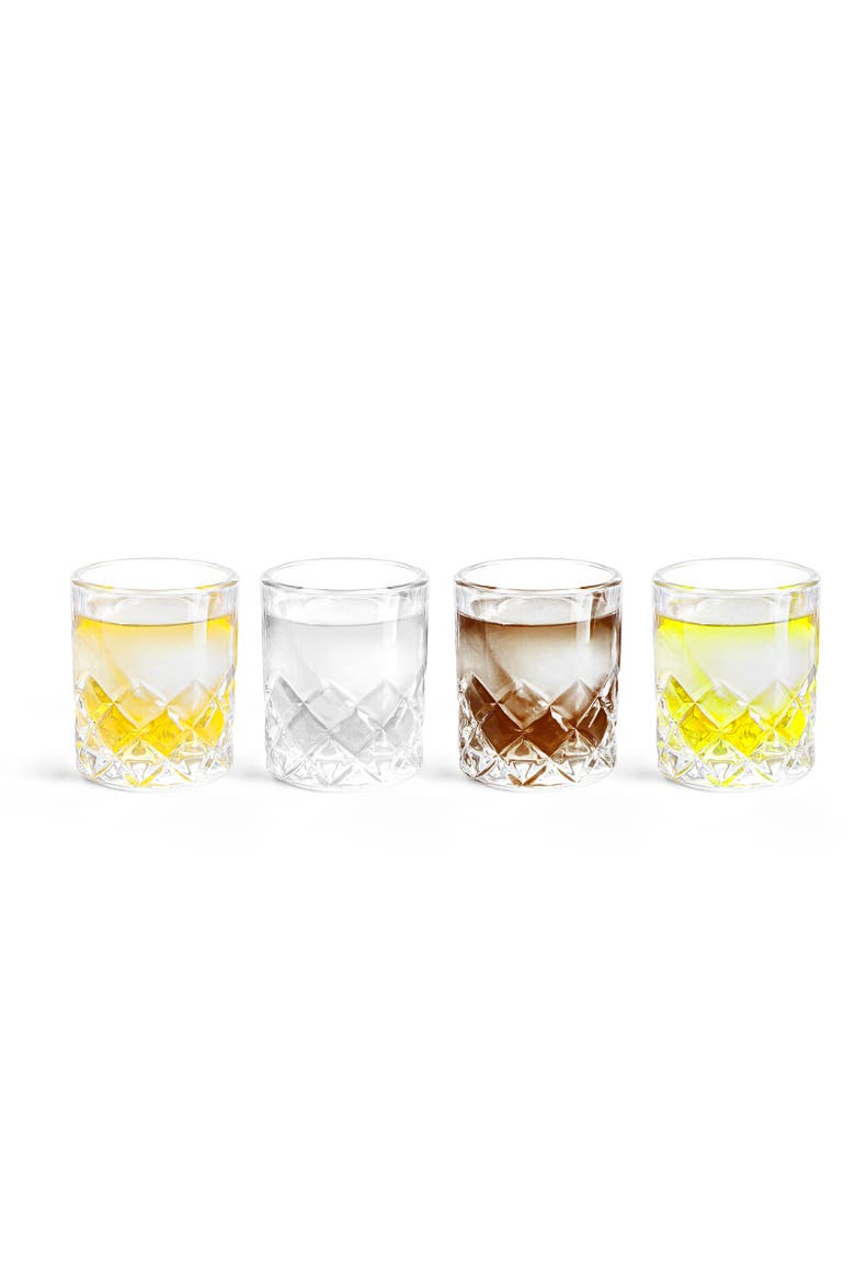 Yarai Shiver Ice Ball Shots - 4 Glasses with Ice Ball Tray, Alternate, color, White