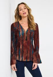 Joe Browns Zip Neck Bell Sleeve Top