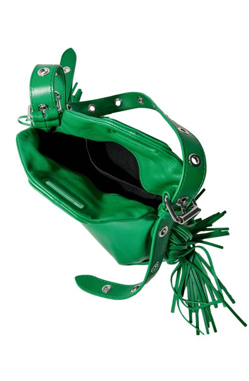 Maje Womens Miss M Mini Logo-embossed Leather Shoulder Bag Verts In Green