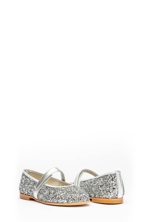 CHILDRENCHIC Kids' Glitter Mary Jane in Silver Sparkle 