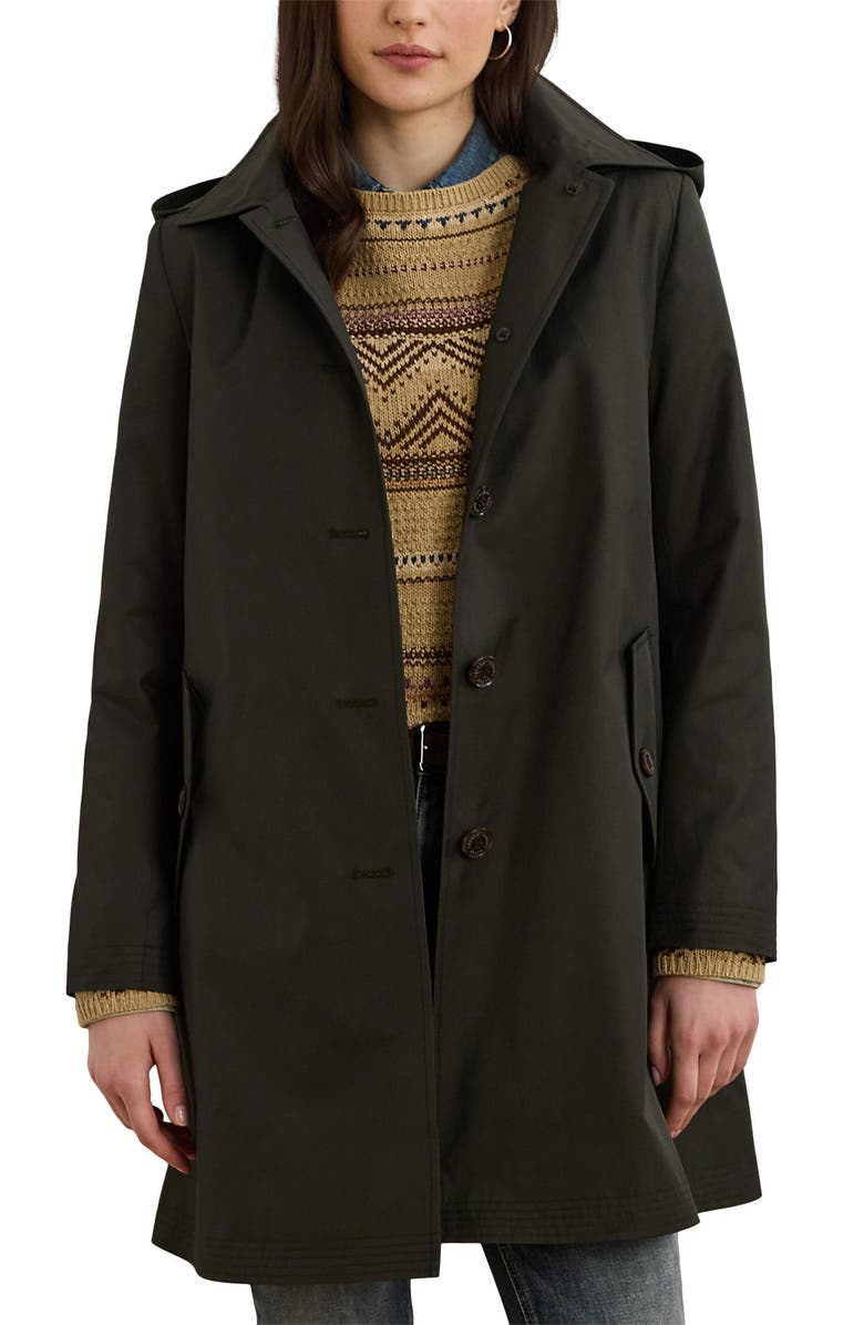 Lauren Ralph Lauren Longline Raincoat with Removable Hood, Main, color, Litchfield