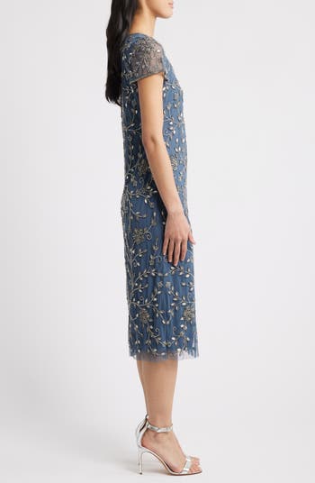 Beaded Mesh Cocktail Dress