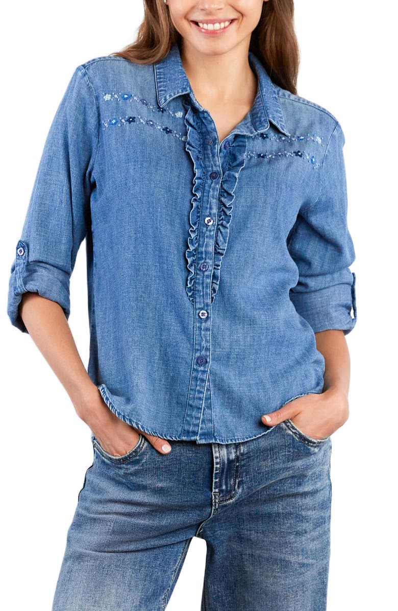 Billy T Blue Meadow Chambray Button-Up Shirt, Alternate, color, Strong Blue