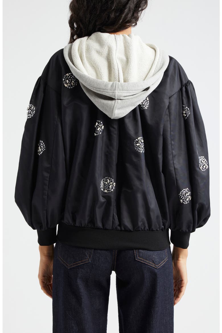 Ollie Rhinestone Detail Hooded Jacket, Alternate, color, BLACK/ SILVER