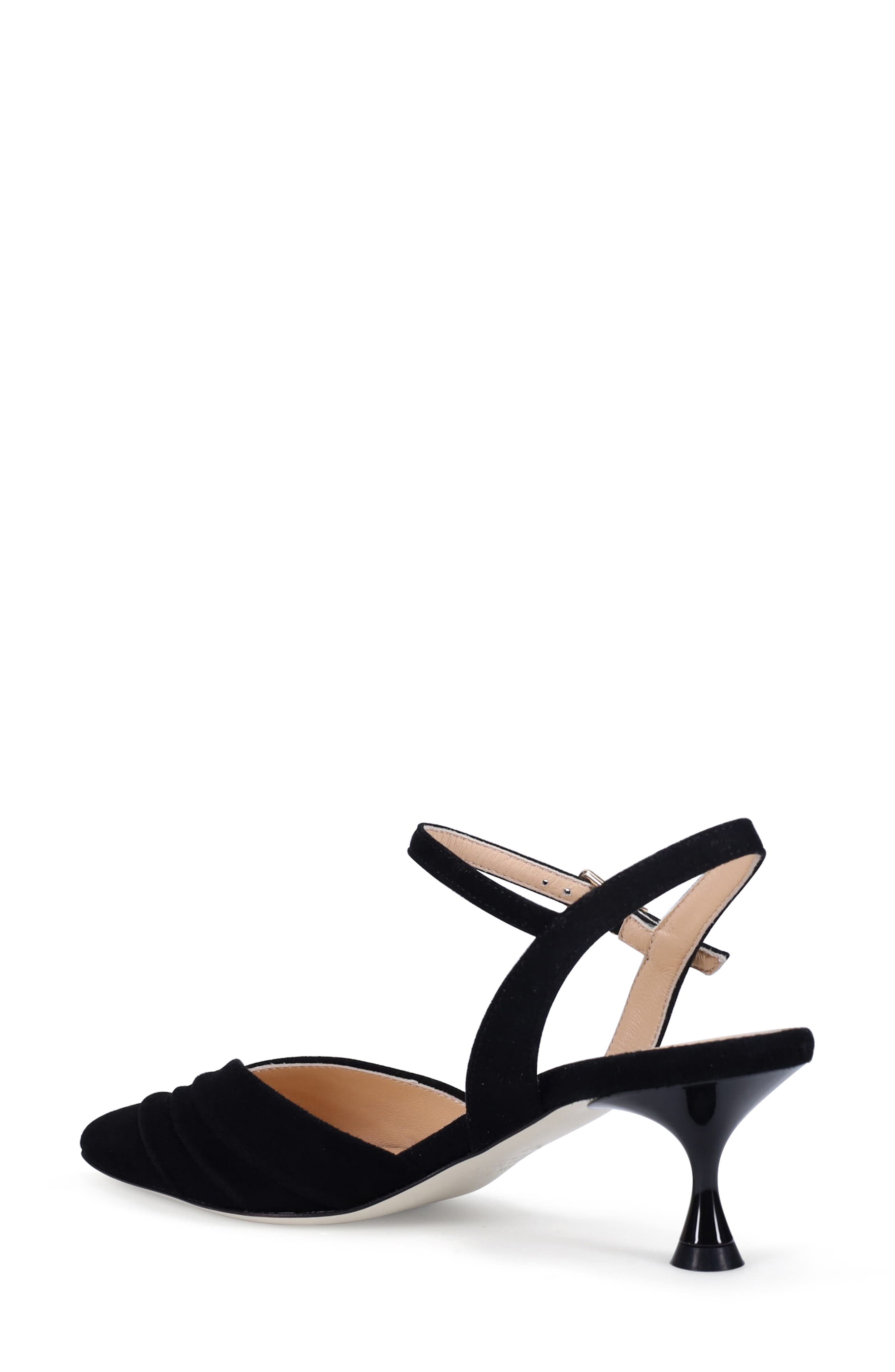 Ron White Quinelle Ankle Strap Pointed Toe Kitten Heel Pump, Alternate, color, Onyx Suede