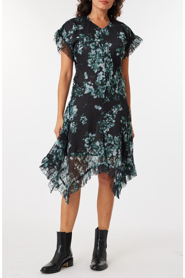 Floral Handkerchief Hem Dress, Main, color, BLOSSOM GREEN