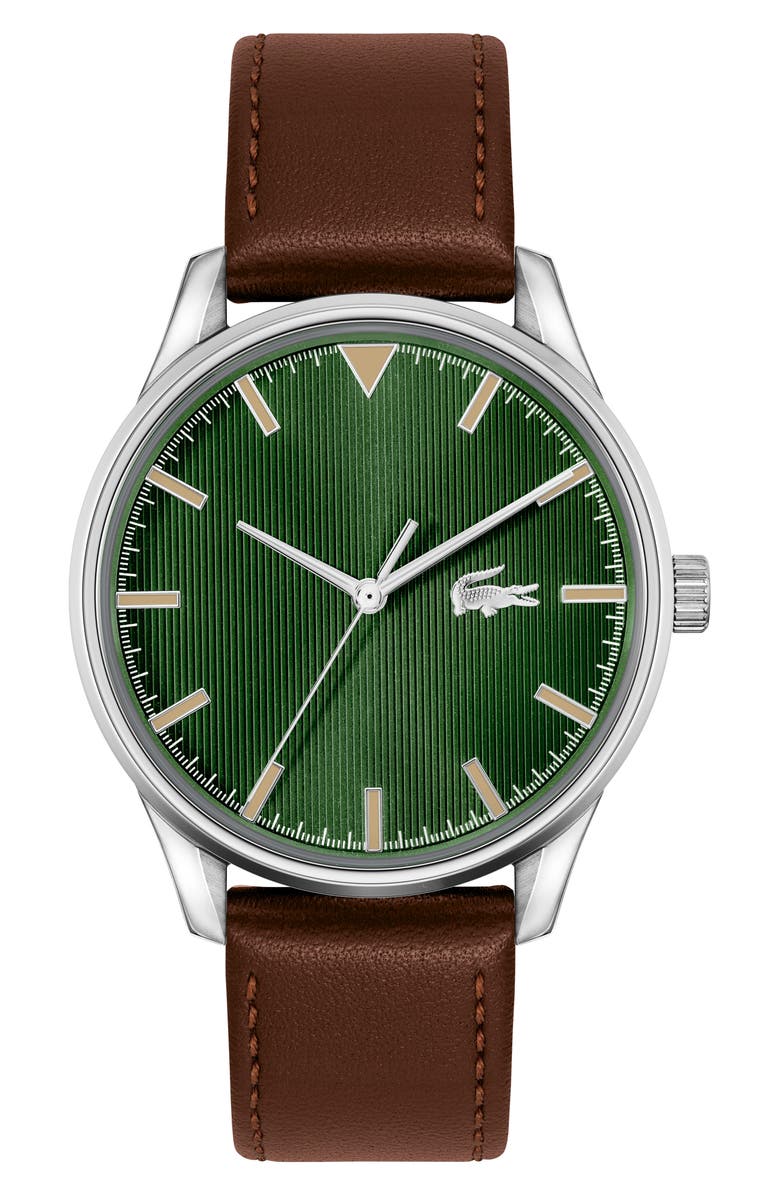 Lacoste Vienna Leather Strap Watch, 42mm, Main, color, 