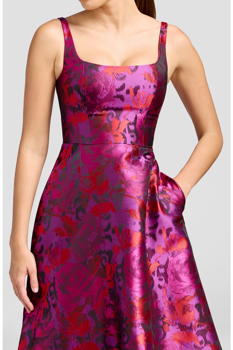 Vanna Floral Cocktail Midi Dress, Alternate, color, BRIGHT FUCHSIA MULTI