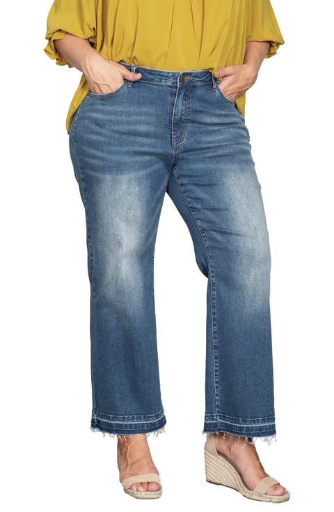 Relaxed Release Hem Straight Leg Jeans (Plus)