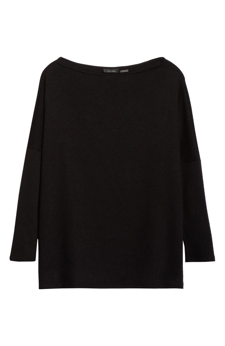 Natori Himalaya Bateau Neck Pajama Top, Alternate, color, Black