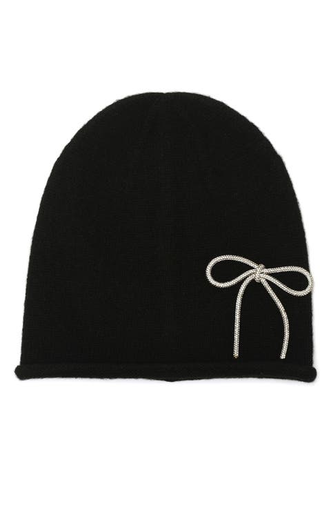 Embellished Bow Beanie