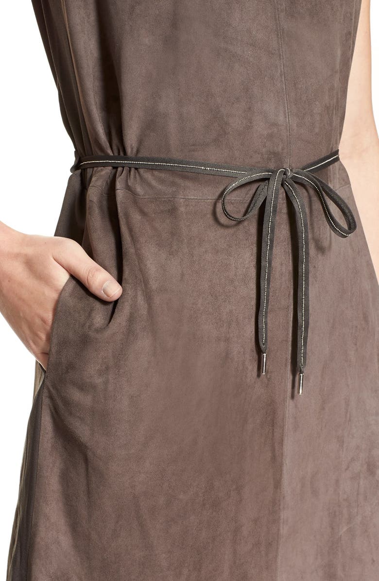 Fabiana Filippi Crepe Trim Suede Dress, Alternate, color,