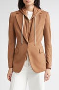 Eleventy Wool Blazer with Removable Hooded Bib