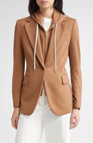 Eleventy Wool Blazer with Removable Hooded Bib
